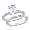 Mimi & Max 2 3/4 Ct Tgw Emerald Cut Created White Sapphire Engagement Ring And Matching Eternity Ring 2pc Set I In Silver