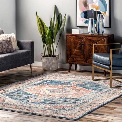 Nuloom Harley Barbed Mast Medallion Area Rug In Blue