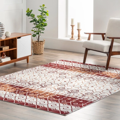 Nuloom Audrey Machine Washable Geometric Moroccan Area Rug In Red