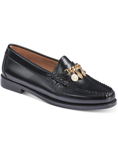 Weejuns G.h. Bass & Co. Penny Charm Womens Leather Slip On Loafers In Black