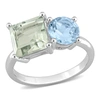 Mimi & Max 3 4/5 Ct Tgw Octagon Green Quartz And Sky Blue Topaz Ring In Sterling Silver In Blue