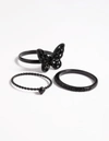 Lovisa Black Butterfly Ring 3-pack In Multi