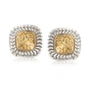 Ross-simons Sterling Silver And 14kt Yellow Gold Square Earrings In Gold