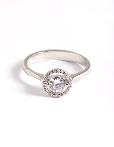 Lovisa Rhodium Cubic Zirconia Centre Stone With Halo Ring In Multi