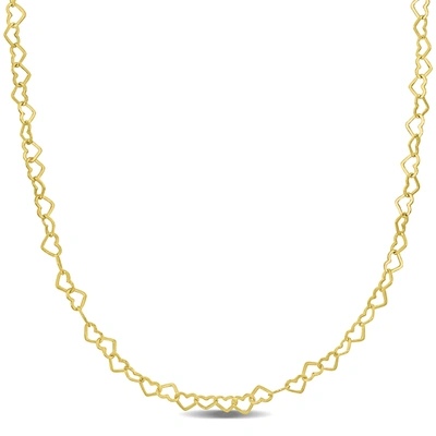 Mimi & Max 3mm Heart Link Necklace In Yellow Plated Sterling Silver - 18 In. In Gold