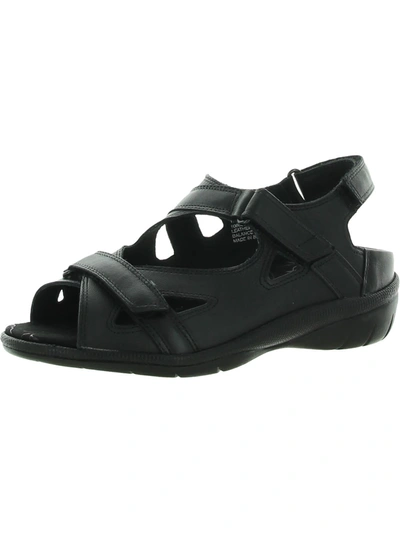Barefoot Freedom Lagoon Womens Leather Comfort Flat Sandals In Black