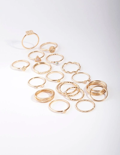 Lovisa Gold Diamond Cut 26 Pack Rings