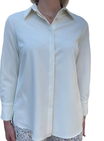 Estelle And Finn Pleated Blouse In Ivory In Blue