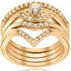 POMPEII3 1/2CT 4-RING STACKABLE 10K YELLOW GOLD DIAMOND SOLITAIRE WEDDING ENGAGEMENT SET