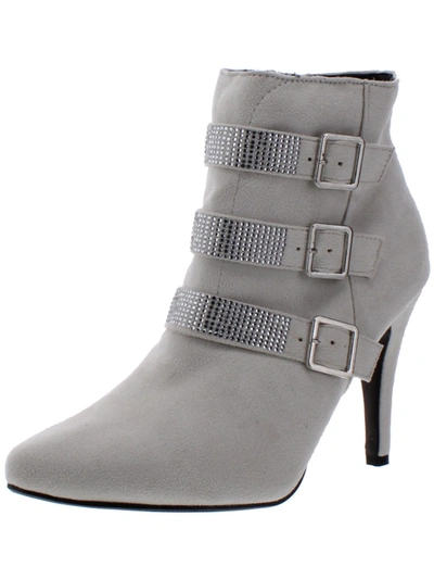 Beacon Avenue Womens Suede Embellished Ankle Boots In Grey