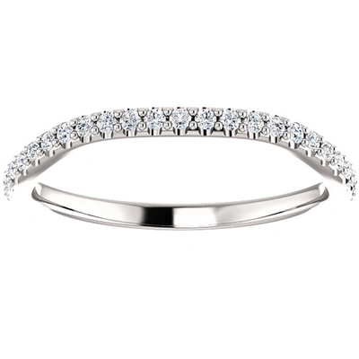 Pompeii3 1/5 Ct Curved Diamond Guard Enhancer Wedding Ring 14k White Gold In Multi