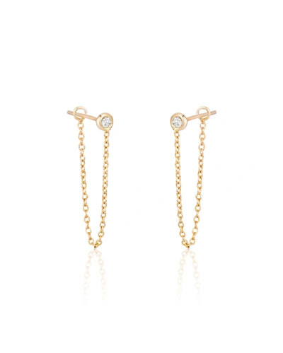 Ariana Rabbani Bezel-set Diamond Chain Earrings (1" Drop) In White