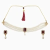 Sohi Gold-plated White Maroon Faux-ruby Beaded Jewellery Set In White
