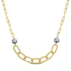 Mimi & Max 9-10 Mm Grey Cultured Freshwater Pearl Chain Bar Necklace In 18k Yellow Gold Plated Sterling Silver In White