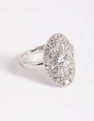 Lovisa Rhodium Cubic Zirconia Oval Ring In Silver