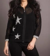 FRENCH KYSS CROCHET STAR CREW ZIP UP HOODIE IN BLACK FROST