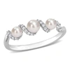 Mimi & Max Cultured Freshwater Pearl And 1/10 Ct Tdw Diamond Swirl Ring In 14k White Gold In Silver