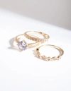 Lovisa Gold Round Cubic Zirconia Ring Stack In Multi