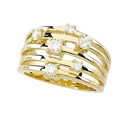 Pompeii3 3/4ct Diamond Multi Row Wide Right Hand Ring 10k White Or Yellow Gold