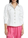 CINQ À SEPT SCRUNCHED FAUX LEATHER CANYON JACKET IN WHITE