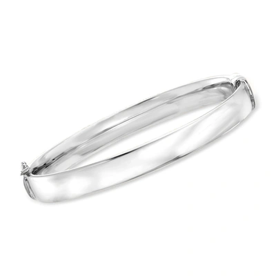 Ross-simons Sterling Silver Hinged Bangle Bracelet In Metallic