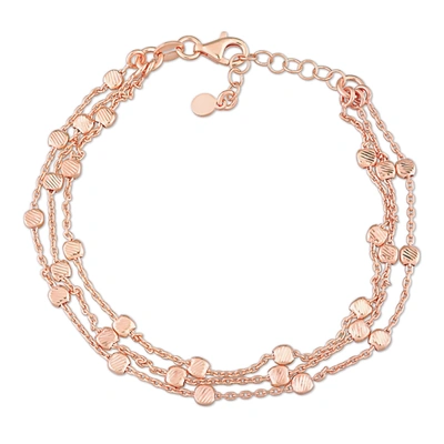 Mimi & Max Multi-strand Chain Bracelet In 18k Rose Gold Plated Sterling Silver, 7.5 In In White