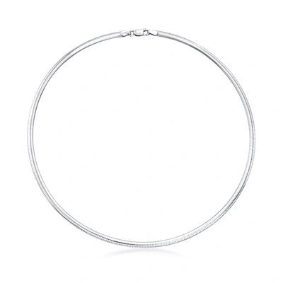 Ross-simons Italian 4mm Sterling Silver Domed Omega Necklace