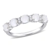 Mimi & Max 1 Ct Tgw Opal And White Topaz Semi Eternity Ring In Sterling Silver In Silver