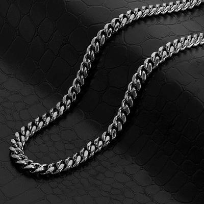 Crucible Jewelry Crucible Los Angeles Polished Stainless Steel 9mm Curb Chain - 18" To 24" - 3 Colors In Black