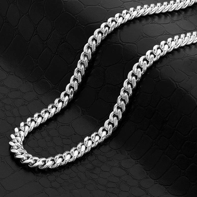 Crucible Jewelry Crucible Los Angeles Polished Stainless Steel 9mm Curb Chain - 18" To 24" - 3 Colors In Silver