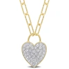 MIMI & MAX 1 1/8 CT TGW CREATED WHITE SAPPHIRE HEART PAVE PENDANT WITH CHAIN IN YELLOW PLATED STERLING SILVER