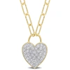 Mimi & Max 1 1/8 Ct Tgw Created White Sapphire Heart Pave Pendant With Chain In Yellow Plated Sterling Silver In Silver
