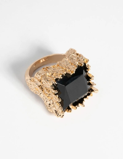 Lovisa Gold And Black Stone Ring In Multi