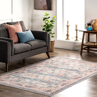Nuloom Kasha Bohemian Tiles Machine Washable Area Rug In Beige