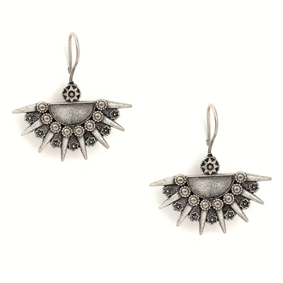 Sohi Crescent Shaped Silver-plated Drop Earrings In Black