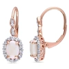 Mimi & Max 1 3/4 Ct Tgw Oval Shape Opal, White Topaz And Diamond Accent Vintage Leverback Earrings In 14k Rose In Beige