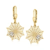 Ross-simons 14kt 2-tone Gold Spiderweb Drop Earrings In Gold