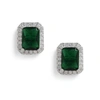 Sohi Green Silver-toned Contemporary Studs Earrings In Green
