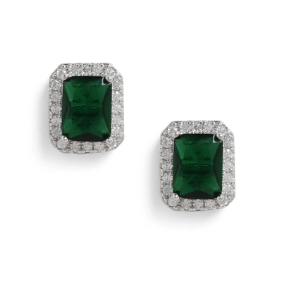 Sohi Green Silver-toned Contemporary Studs Earrings