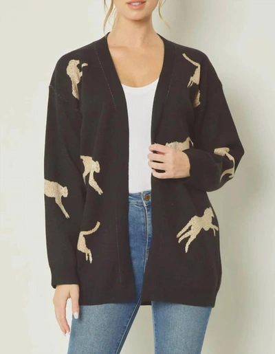 Entro Cheetah Cardigan In Black