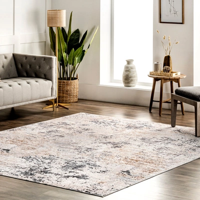 Nuloom Danae Abstract Machine Washable Area Rug In White