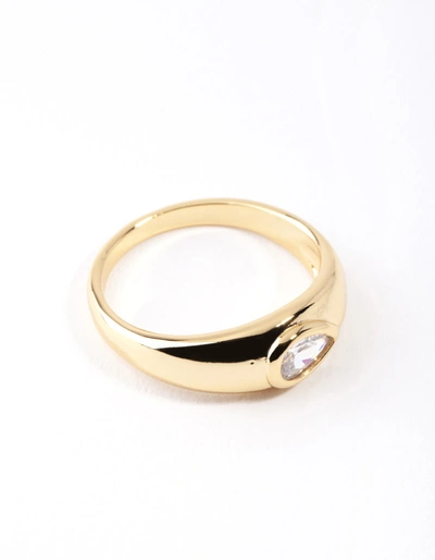 Lovisa Gold Plated Oval Diamante Ring In Multi