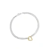 Ross-simons Sterling Silver And 14kt Yellow Gold Heart Center Anklet In Silver