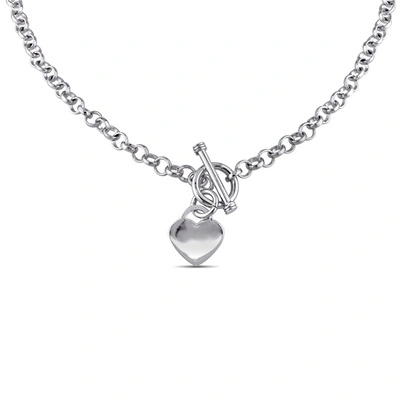 Mimi & Max Heart Charm Necklace In Sterling Silver In White
