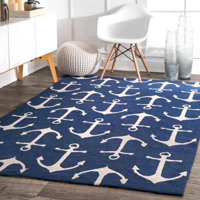 Nuloom Hand Hooked Despina Indoor/ Outdoor Area Rug In Blue