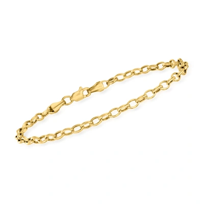 Rs Pure Ross-simons 3.2mm 14kt Yellow Gold Cable Chain Bracelet In White