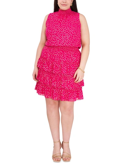 Msk Women Plus Womens Mock Neck Knee-length Cocktail And Party Dress In Pink