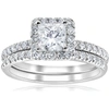Pompeii3 2 5/8ct Princess Cut Halo Diamond Engagement Wedding Ring Set Lab Grown 14k Gold In Multi