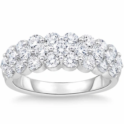 Pompeii3 2 Ct Lab Grown Diamond Wedding Wide Anniversary Ring 10k White Gold In Multi