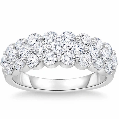 POMPEII3 2 CT LAB GROWN DIAMOND WEDDING WIDE ANNIVERSARY RING 10K WHITE GOLD